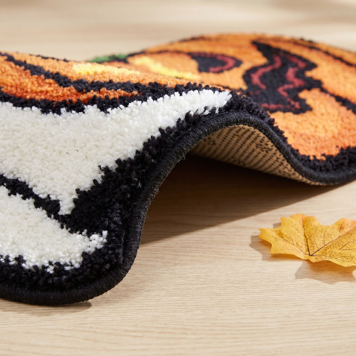 Halloween Door Mat Pumpkin Shaped Non-Absorbent Skidproof Mat 15.75x23.62in Polyester Skidproof & Weather Resistant for Front Door Porch Indoor Outdoor Halloween Door Mat by MPOISVA