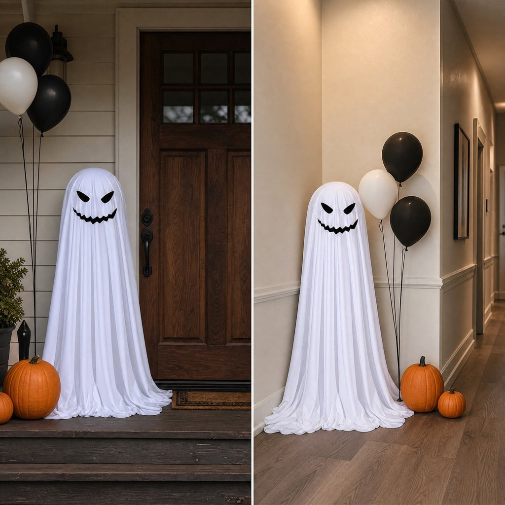 Aurorax Early Halloween Decorations Outdoor,Ghost Halloween Decoration 2 ft Realistic Waterproof Ghost Decor for Front Porch Yards Gardens Lawn Black
