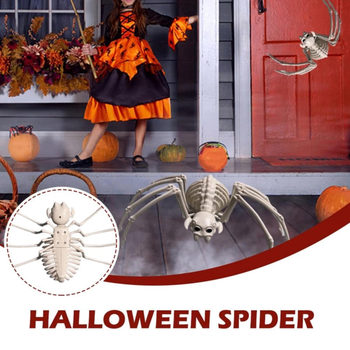 Uanit Halloween Spider Decoration Halloween Decoration Skeleton for Halloween Indoor Outdoor Decoration Plastic Decor Creepy Skeletons for Home Halloween Party House