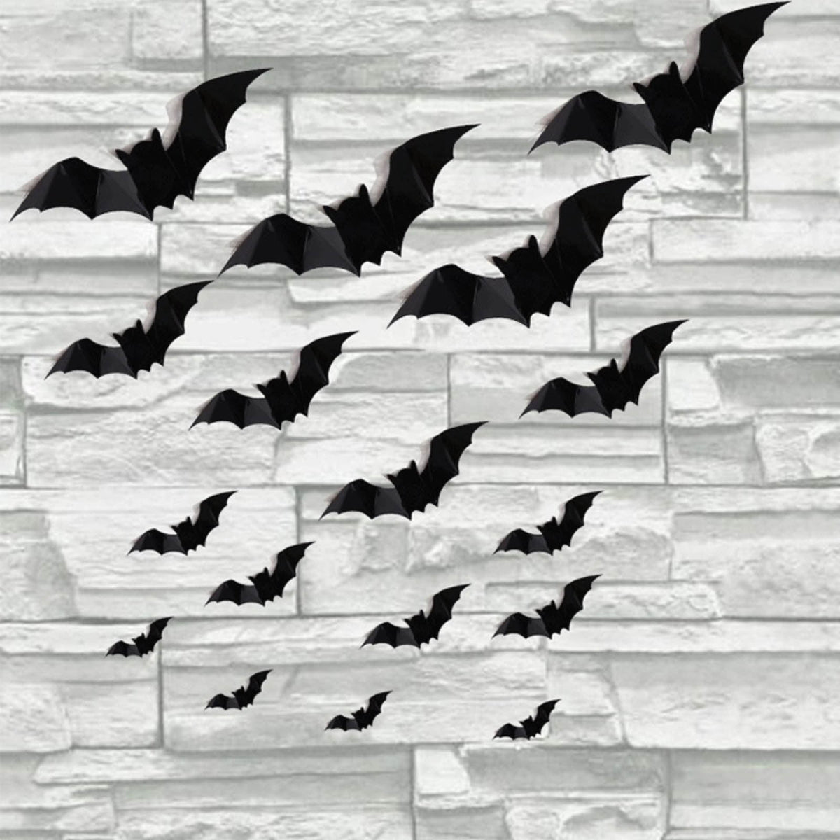 Moocorvic 16PC Halloween 3D Bats Decoration For Home Decor DIY Wall Decal Bathroom Indoor Hallowmas Party Supplies ,4 Different Sizes Realistic PVC Scary Black Sticker