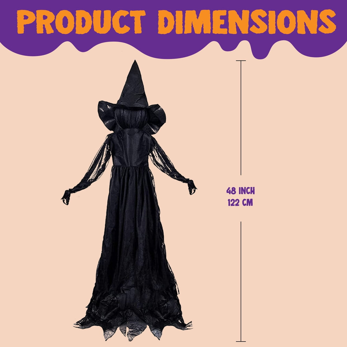 Joyfy 3 Pack Witches Halloween Decorations Outdoor, 51" Sound Activated Light Up Flying Witch Stakes with Color Changing Face & Creepy Sound, Life Size Halloween Props for Lawn Grave Party