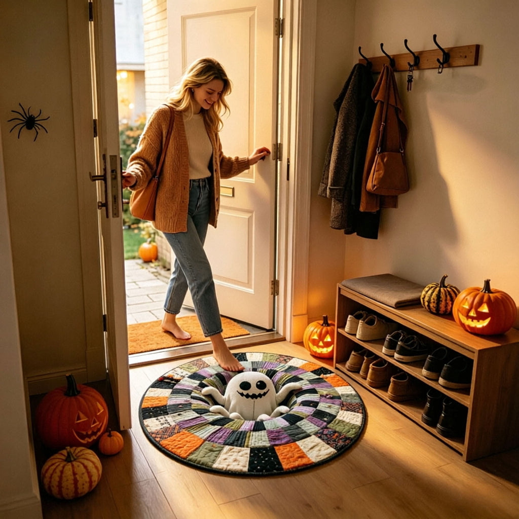 Win s Way 3D Illusion Round Halloween Rug Optical Illusion Doormat Non- Washable Entryway Decor Spooky Fall Front Door Mat for Party Decoration Available in 15.8/23.6/31.5 Inch
