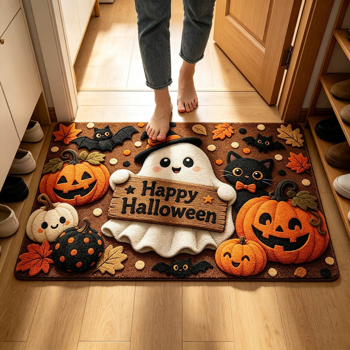 Halloween Kitchen Mat Halloween Printed Carpet Non-slip Entry Door Entry Mat Absorbent Bathroom Kitchen Entryway Mat 40*60cm