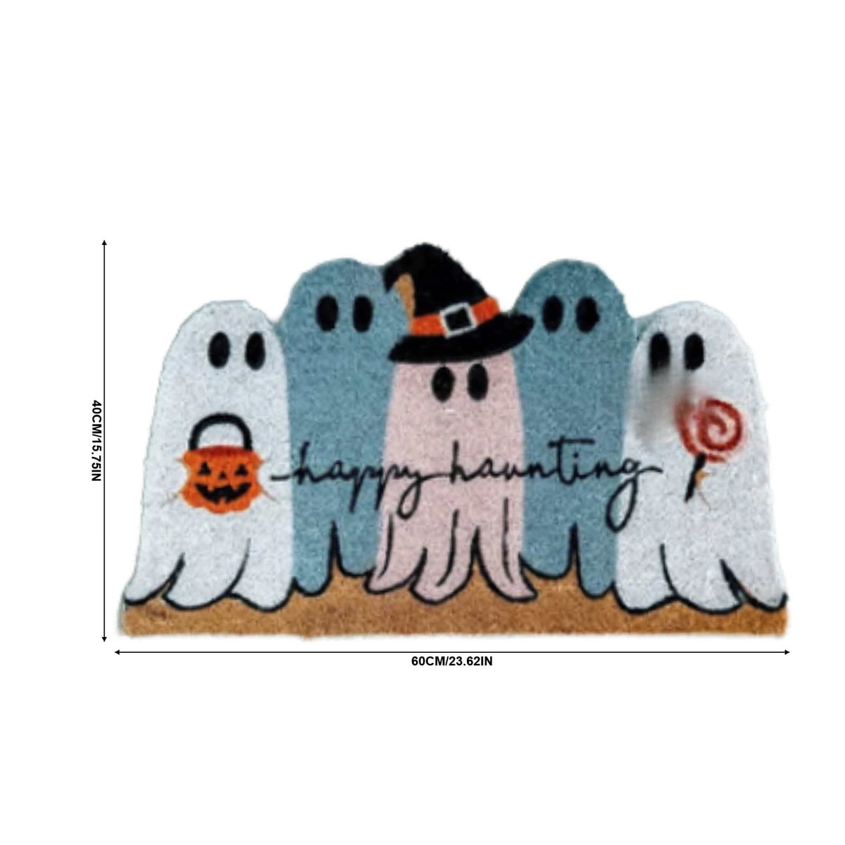 Halloween Ghost Welcome Doormat Outdoor Ghost Coir Door Mat Cute Outdoor Indoor Entrance Door Mat Non Slip Rubber Backing for Halloween Front Porch Entryway Decor