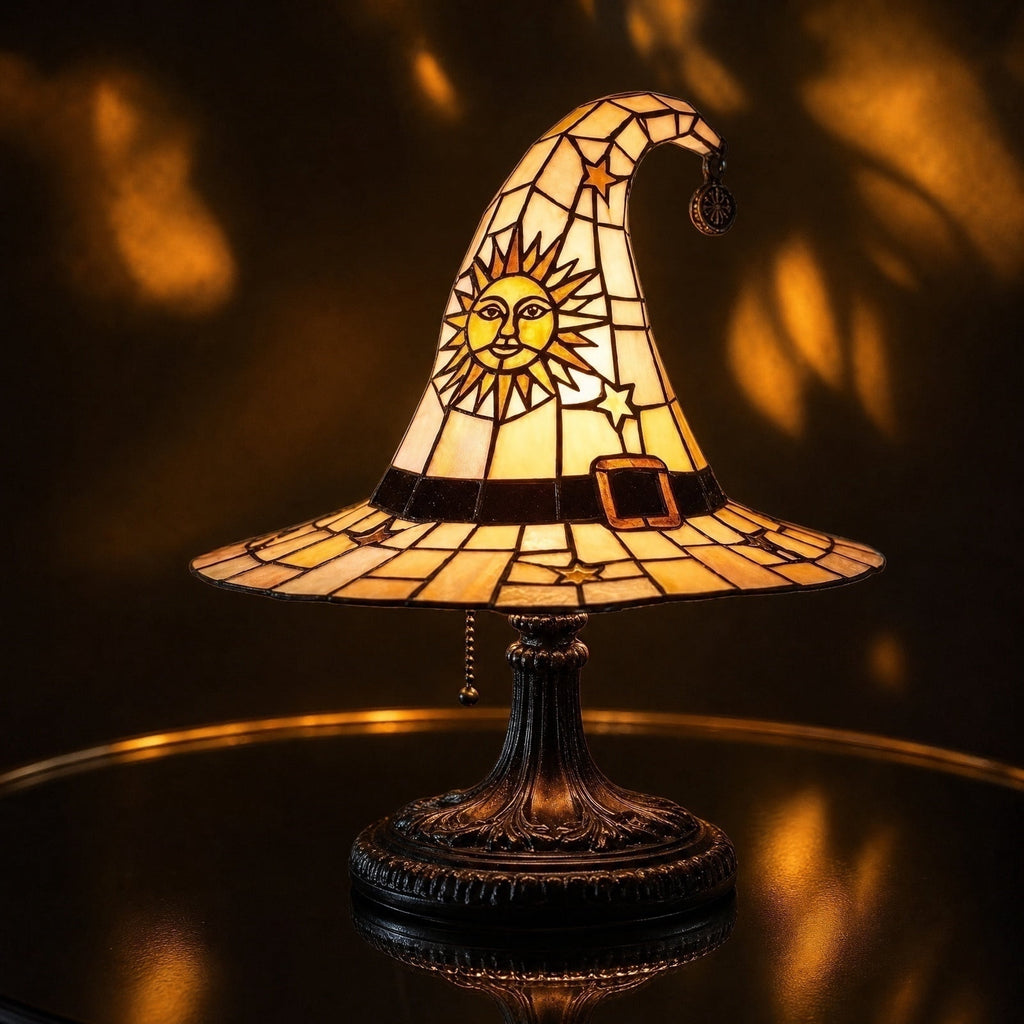 Clearance Witch Hat Lamp, Halloween Nigh Light Handcrafted Retro Resin Witch Hat Light, Usb Powered, Gothic Halloween Decorations for Bedroom