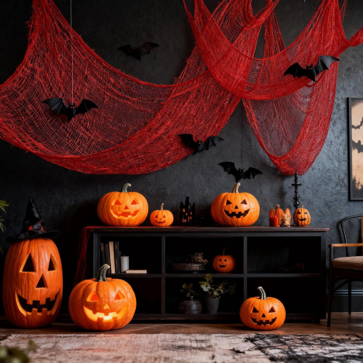 CQHVKQ 5 Pack of Halloween Creepy Gauze Cloth Decoration Set, Indoor Outdoor Black Scary Halloween Gauze Tapestry Decor, Spooky Decorations for Home, Yard, Haunted House & Party Supplies, 72" x 30"
