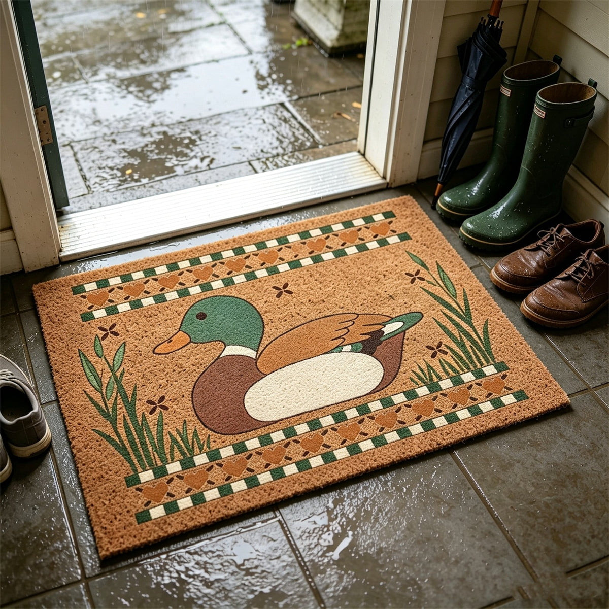chaungfeng Welcome Fall Door Mat, Seasonal Pumpkin Decorative Doormat, Thick Non-Slip Rugs, for Indoor Outdoor Entrance Floor, Halloween Thanksgiving Decoration (23.6"X15.7")