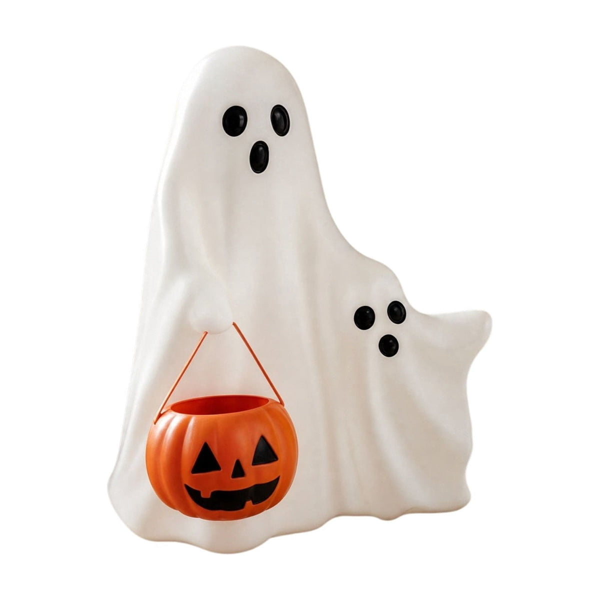 Halloween Decoration Ghost Figurine 11in Resin Ghost Statues with Pumpkin Candy Bowl for Outdoor Indoor Front Door, Porch Yard Lawn Party Decor