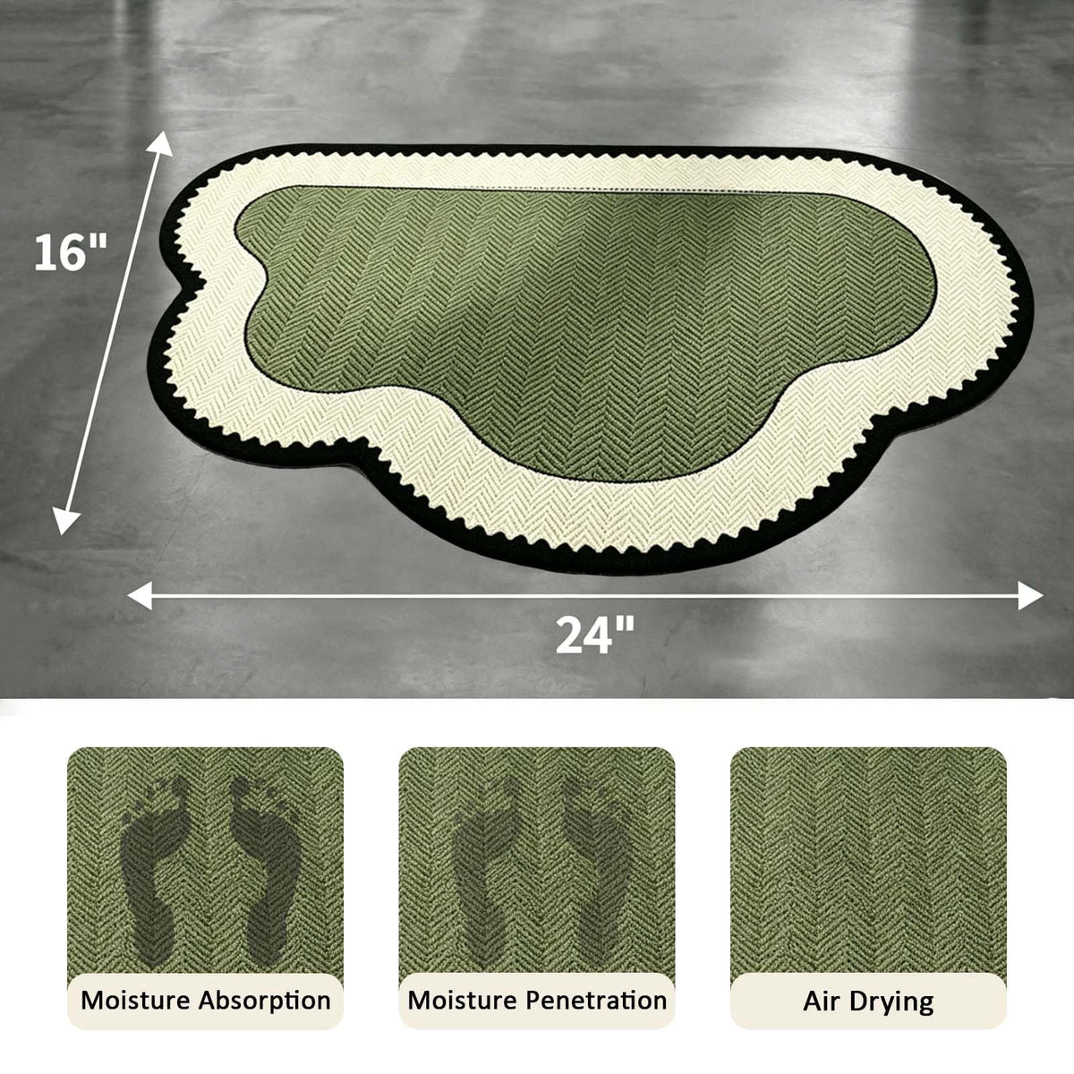 Front Door Mat Indoor Outdoor Entrance Rug, Semicircular Entrance Mat, Half Round Waterproo Non-Slip Durable Rubber Doormat for Garage, Patio, 29.5 inch