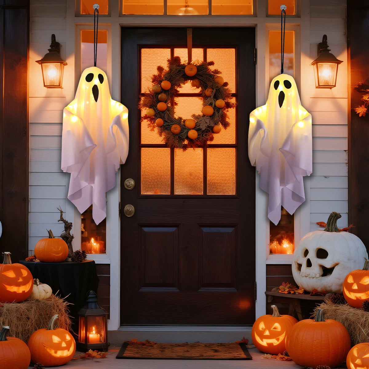AGCAN 4.6 FT Halloween Inflatable Ghost Blow Up Ghost Broke Out from Window Halloween Decor