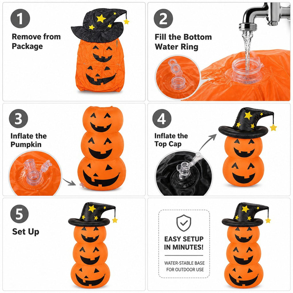 Halloween Decoration Indoor Outdoor Clearance Under $5.00! Thanksgiving Fall Decorations for Home, 4.6-Foot High Halloween Inflatable Pumpkin Ghost Outdoor Courtyard Party Luminous Air Model Scene