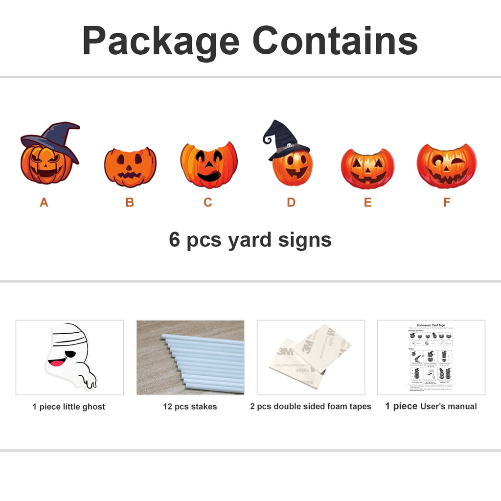 GameXcel Halloween Decorations Outdoor Yard Signs with Stakes, 34.8 in Tall Vertical Pumpkin and Ghost Decor, Weather-Resistant, 2 Count