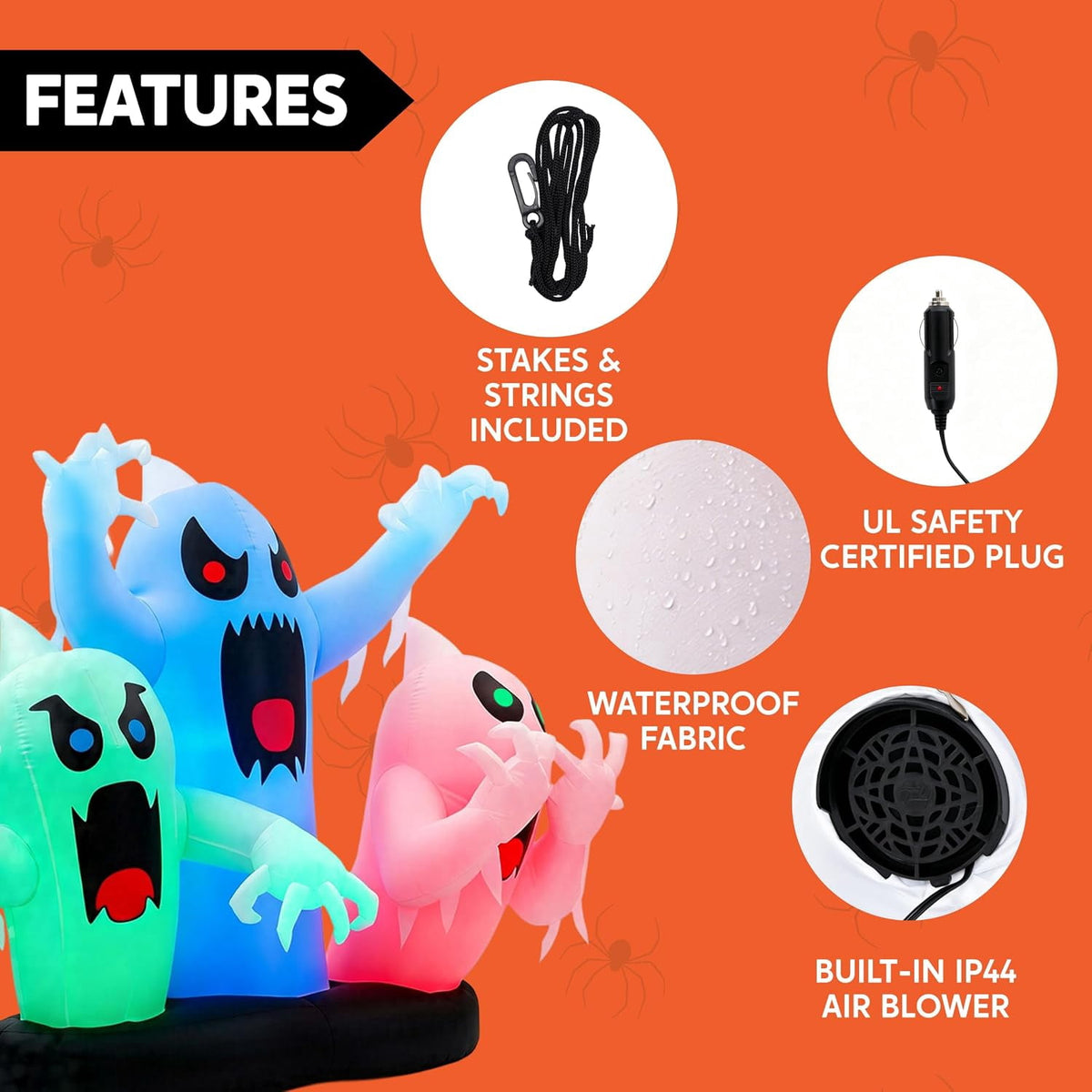 Joyfy 3.6 ft Animated Halloween Inflatable Dinosaur Decoration,Trunk or Treat Car Decorations Kit Dinosaur with Built-in LED Light for Halloween Party Indoor,Outdoor,Yard,Garden Decor