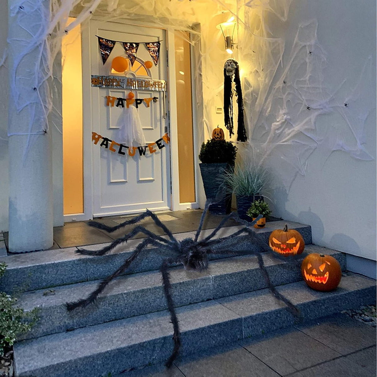 Joyfy 6.5 ft Giant Spider Halloween Decorations,Scary Spider Halloween Outdoor Party Decorations Props Halloween Yard Decorations,Black
