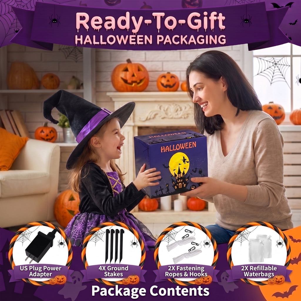 Glazina 6 FT Halloween Inflatable Pumpkin Clear Window with Ghost Tombstone, Built-In LED Lights, Outdoor Halloween Blow Up Yard Decoration