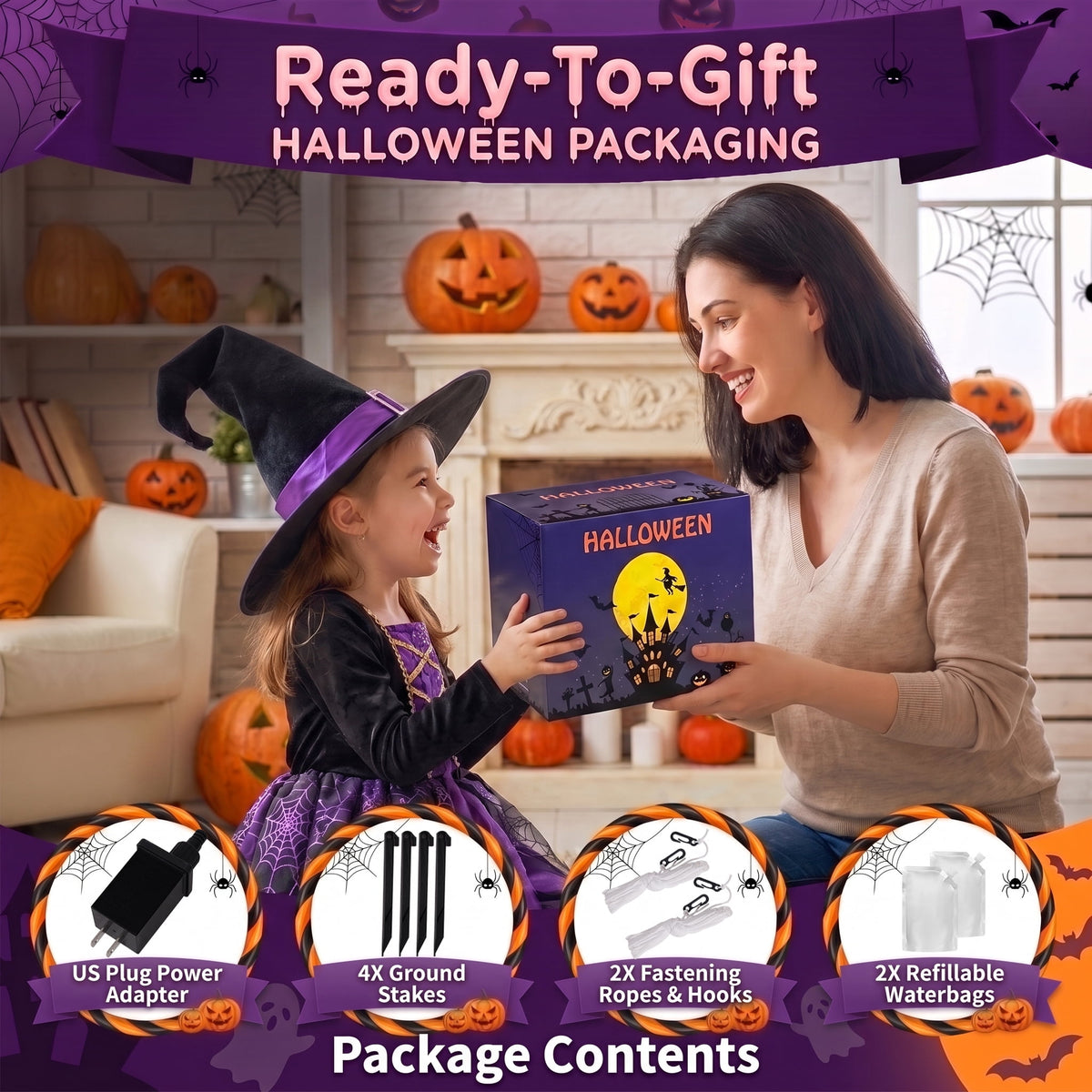 Glazina 6 FT Halloween Inflatable Pumpkin Clear Window with Ghost Tombstone, Built-In LED Lights, Outdoor Halloween Blow Up Yard Decoration