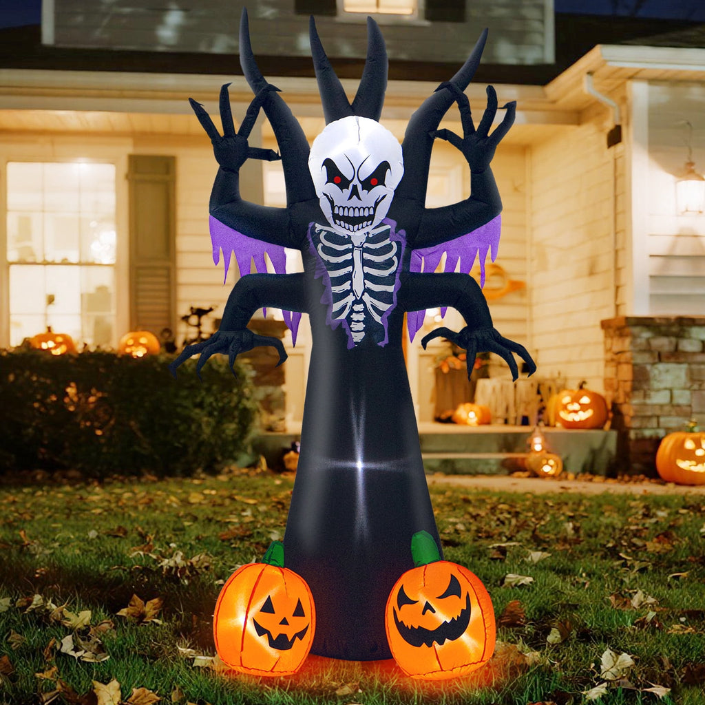 Toiyjofe 8ft Giant Halloween Inflatable Grim Reaper Tree with Pumpkins & LED Lights, Outdoor Skeleton Yard Decoration for Lawn & Haunted House