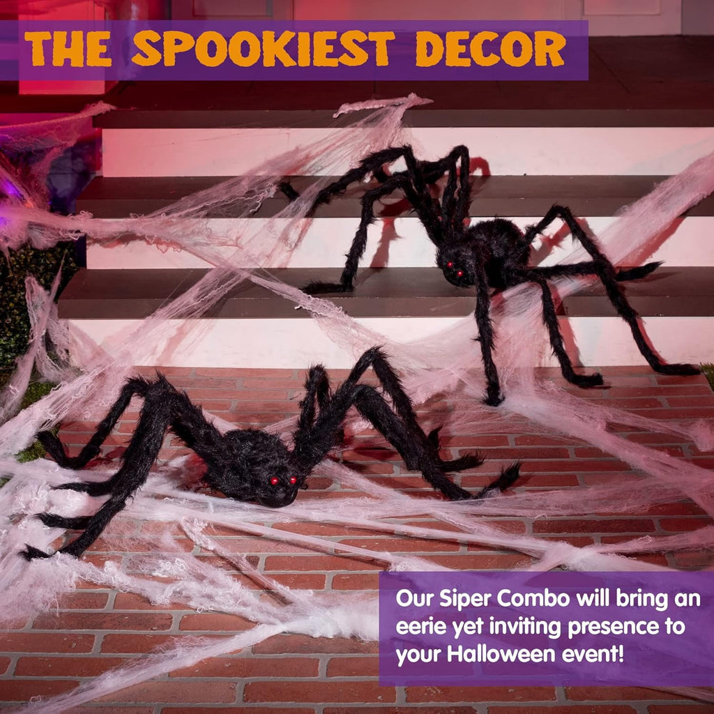 Joyfy 6 Packs Colorful Hairy Giant Spiders Halloween Decorations Outdoor,Multi-Size Outdoor Halloween Spider Decorations for Yard Lawn & Patio (30", 30", 20", 20", 12", 12")