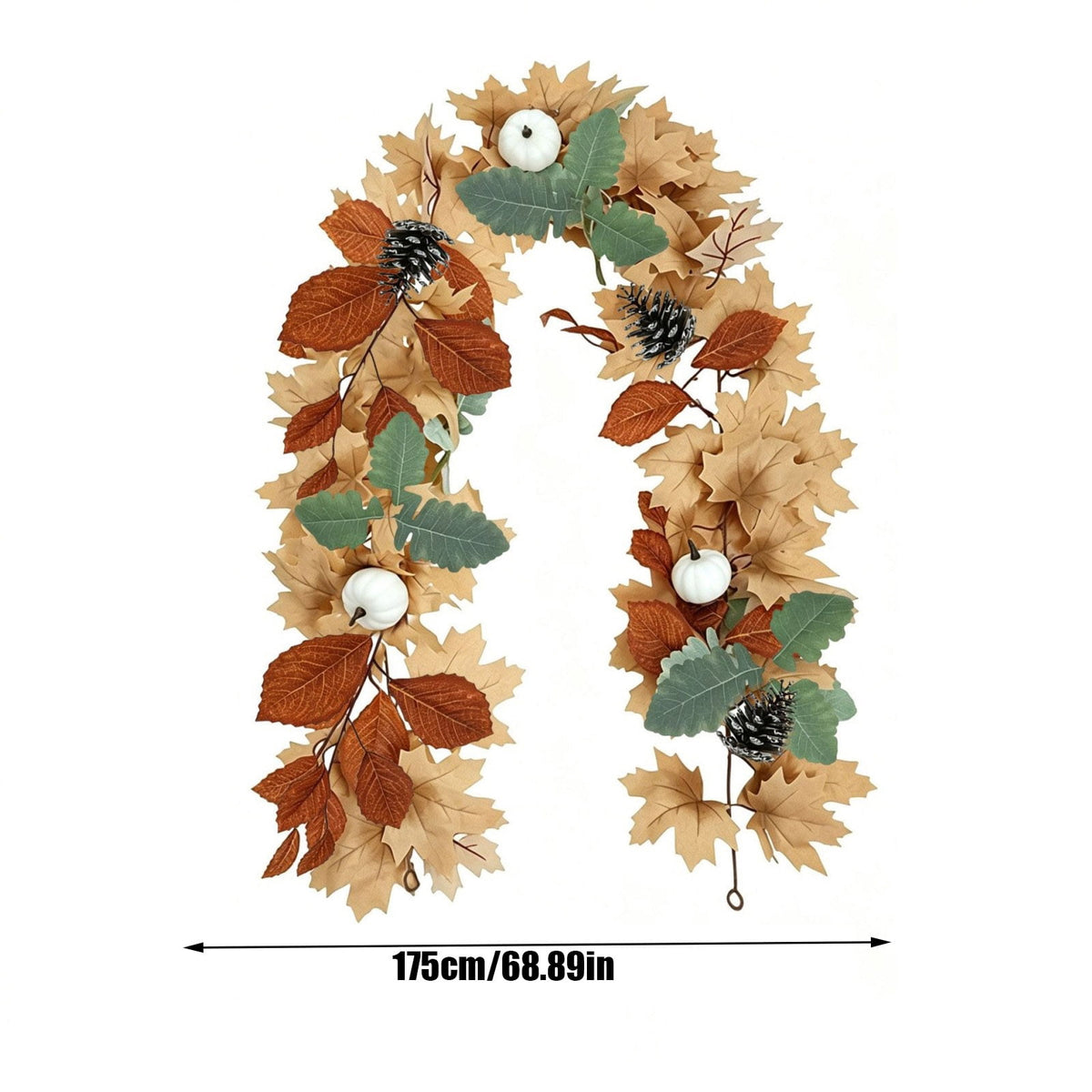 Halloween Artificial Maple Leaf Pumpkin Vine with LED Lights 67-71 Inch Lighted Fall Foliage Garland for Home Halloween Holiday Party Decor