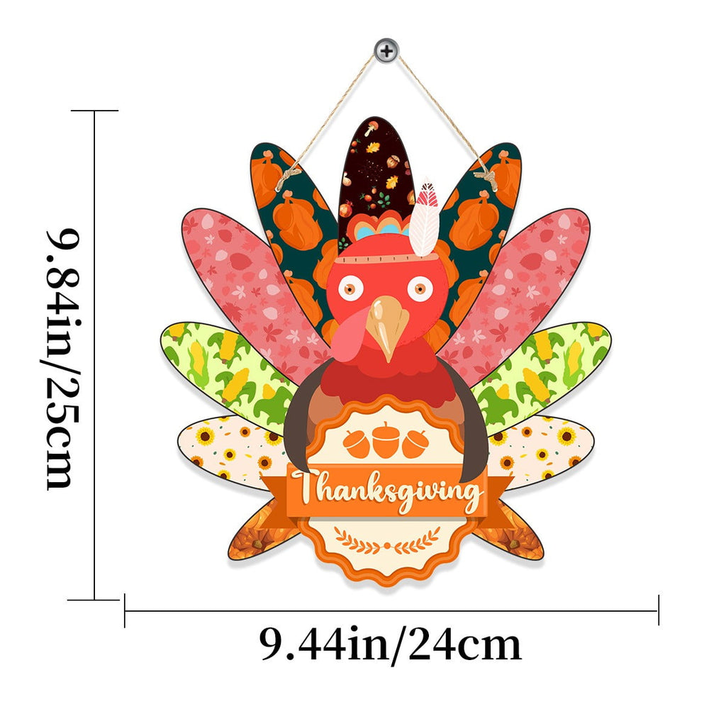 Thanksgiving Decoration Wooden Turkey Pumpkin Door Wreath for Front Door Sign Wall Signs, Thankful Blessed Grateful Pumpkin Sign Hanging for Fall Autumn Harvest Home Halloween Decoration
