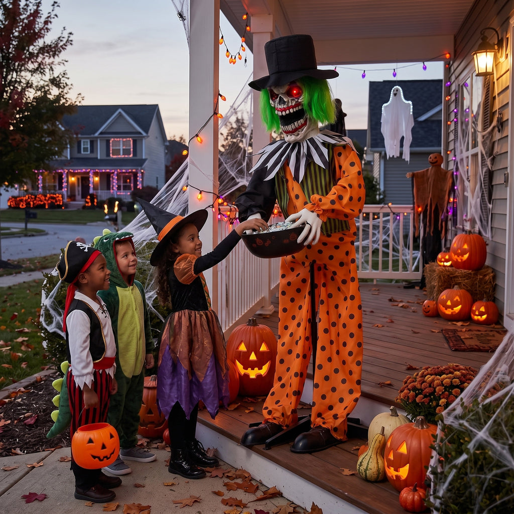 Joyfy Halloween Decorations Outdoor, 72"(6ft) Light Up Animated Scary Decorations Pumpkin Ghost with Sound Activation,Animatronics Pumpkin Decorations for Haunted House Prop Yard Decor