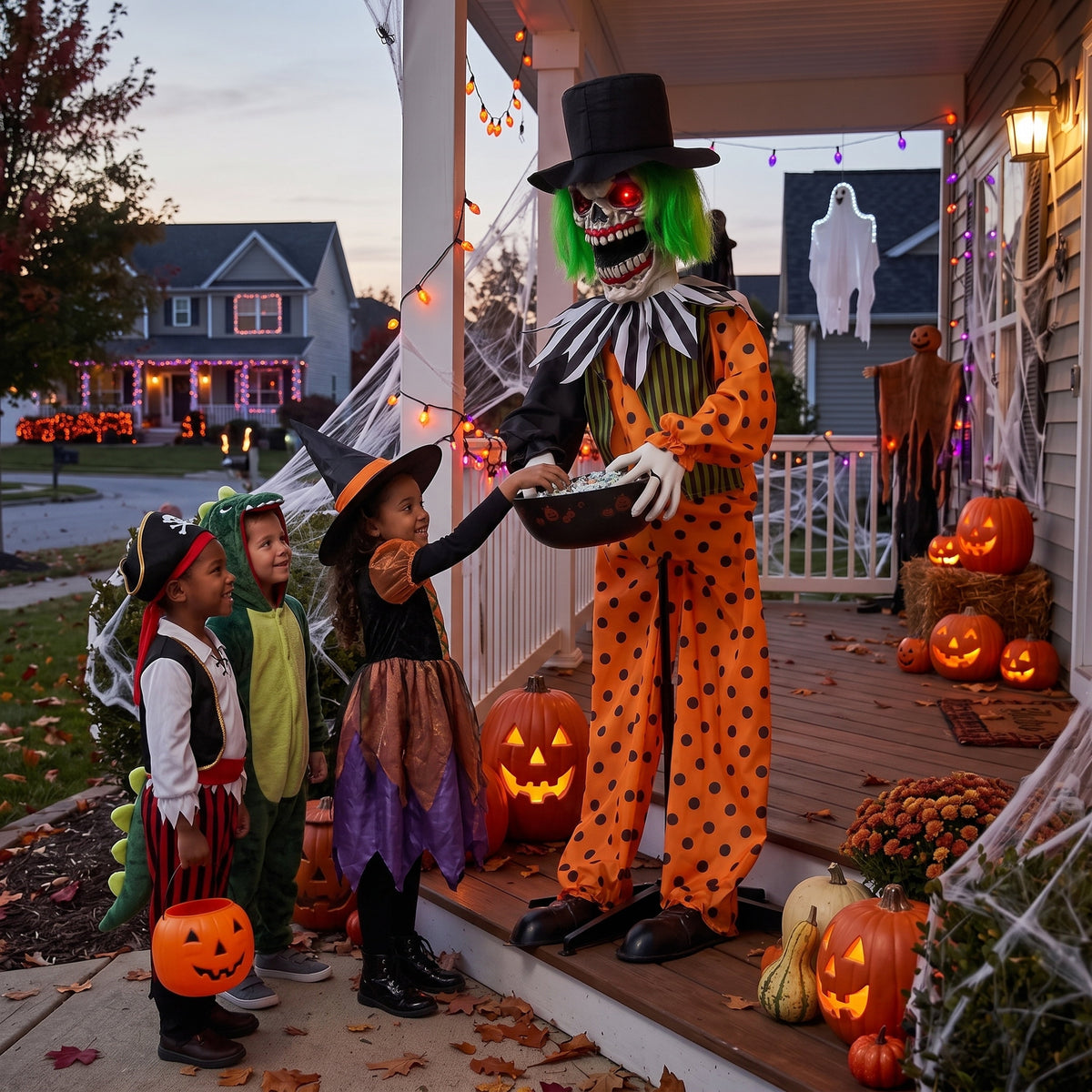 Joyfy Halloween Decorations Outdoor, 72"(6ft) Light Up Animated Scary Decorations Pumpkin Ghost with Sound Activation,Animatronics Pumpkin Decorations for Haunted House Prop Yard Decor
