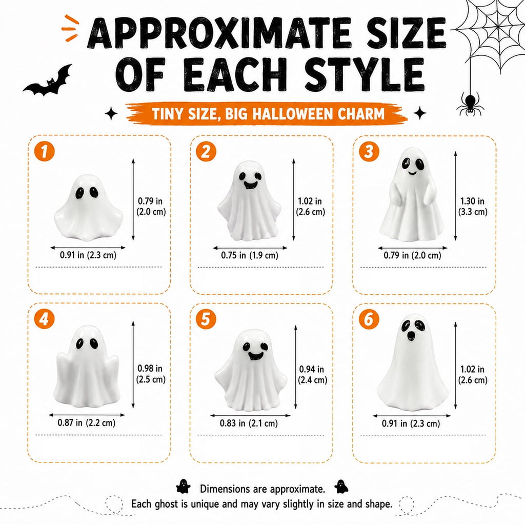 Mini Ghosts Figurines,Tiny Halloween Miniatures for Spooky Tiered Tray Decor,Home Tabletop Shelf Centerpieces,Party Favors Gift,60 Pcs