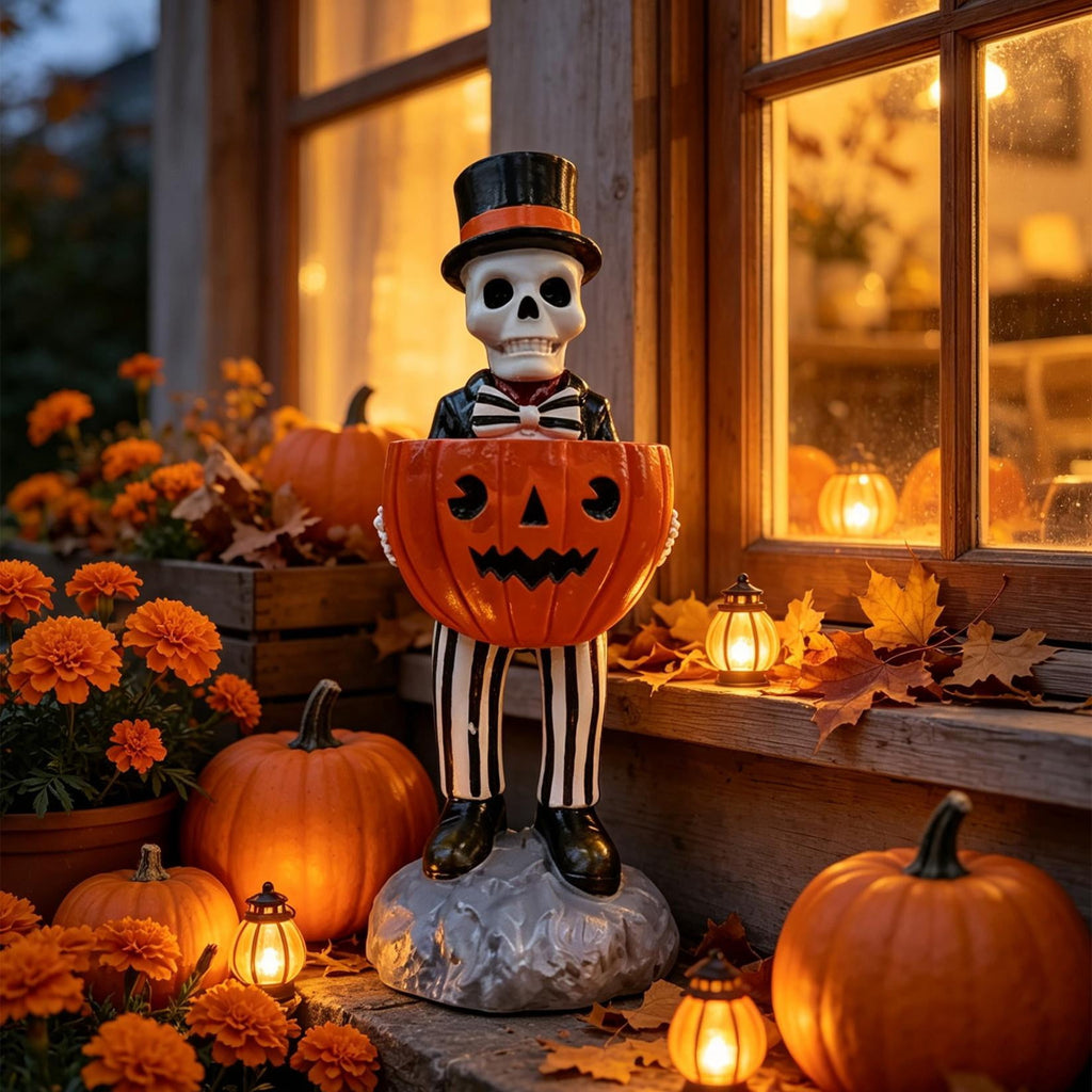 Light Up Ghost Pumpkin Candy Bowl Halloween Decor, Halloween Decorations Outdoor LED Glowing Ghost Candy Pumpkin Bowl, Fall Front Porch Yard Indoor Table Ghosts Treat Bowls Decor
