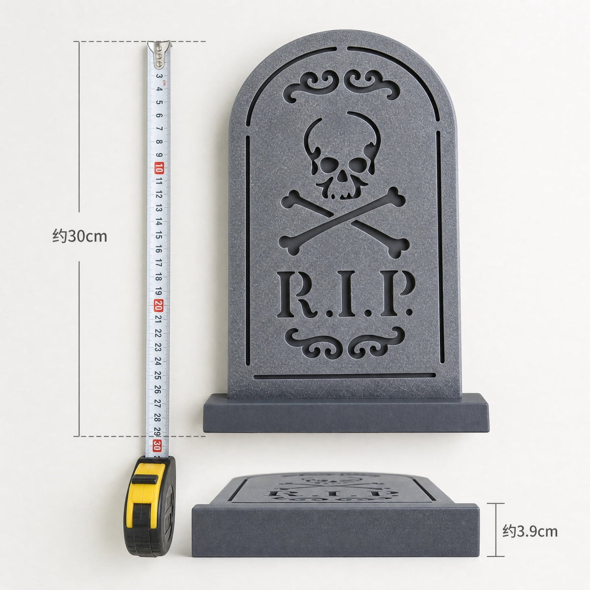 AURIGATE Lit Halloween Tombstone Decoration, Resin Light Up Tombstone with Skeleton Hands, for Tabletop Mantel Spooky Party Decor