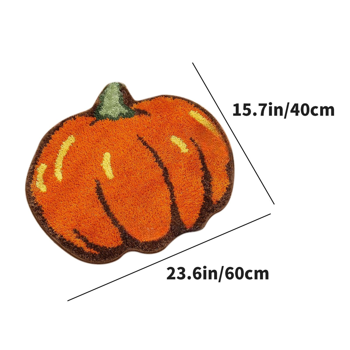 yulier Fall Pumpkin Bathroom Rug, Pumpkin Shape Bath Mat, Non-Slip Soft Kitchen Mat Doormat Orange Floor Mat Fall Decor, 24x16 Inch