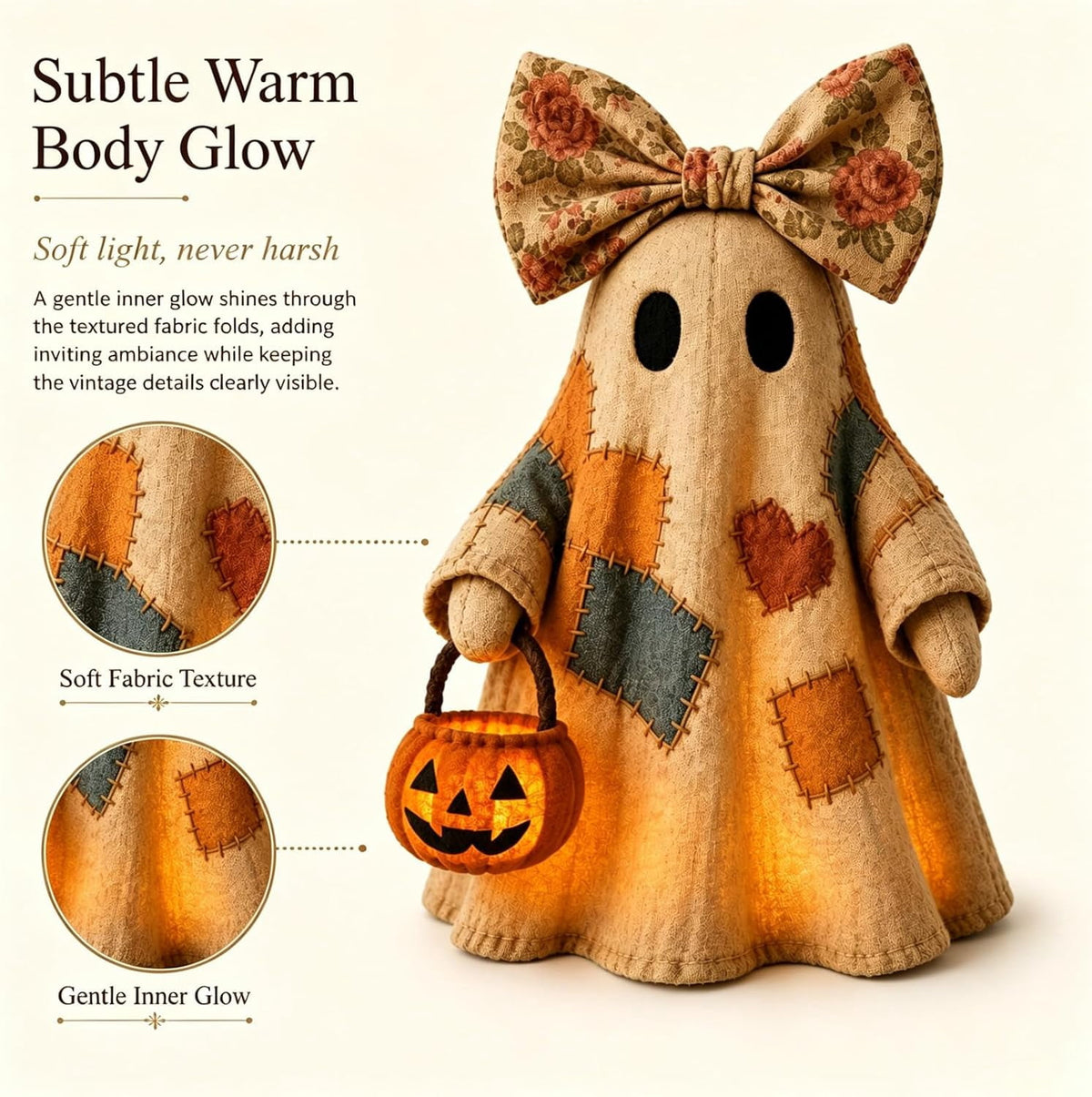 Halloween Ghost Night Light, Cute Ghost Playing The Guitar Lamp, Ghost Warm Lighted Figurine Lamps for Party Bedroom Study Room Home Dorm, Halloween Decor Indoor