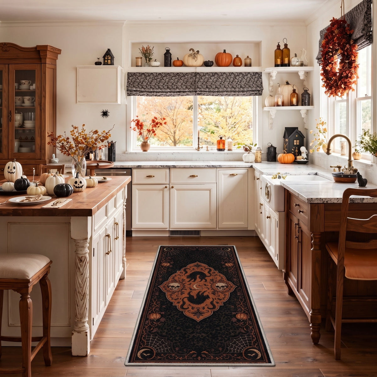 KUETH 3'x5' Halloween Machine Washable Area Rug, Non-Slip Rugs for Living Room, Bedroom and Dining Room, Orange