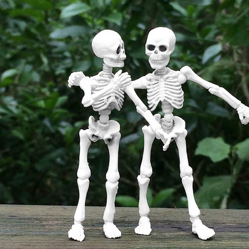 Mini Posable Skeleton Decor - 3.54" Halloween Skeleton Figures with Movable Joints for Spooky Tabletop Displays & Party Decor