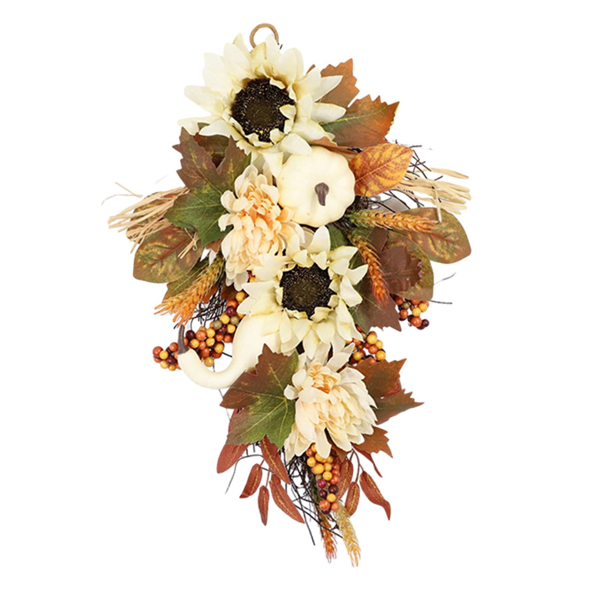 Artificial Wall Swag Fall Harvest Swag Wreath Ornaments Teardrop Wreath Garland for Porch Eaves Stairs Outdoor and Indoor Festivals Window 50cm