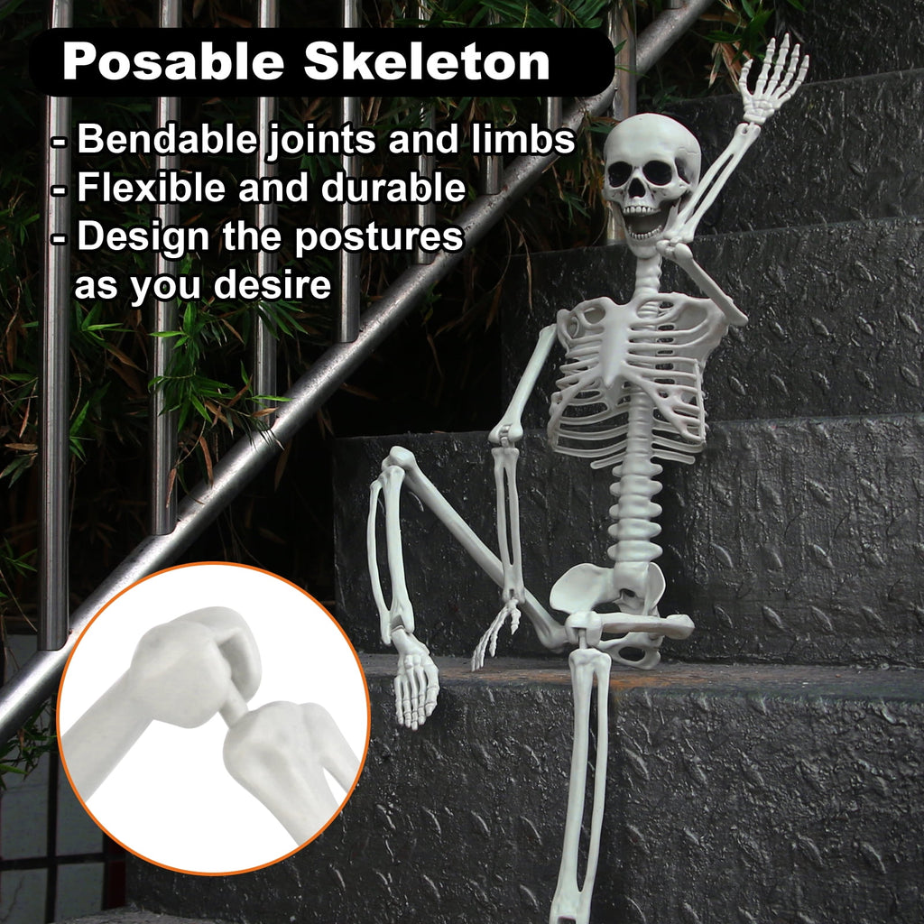 Gamexcel Scary Props Decoration, with Bag, Halloween Skeleton Bones Skull, Life Size, for Graveyard Scene Haunted Houses, 35 Pieces