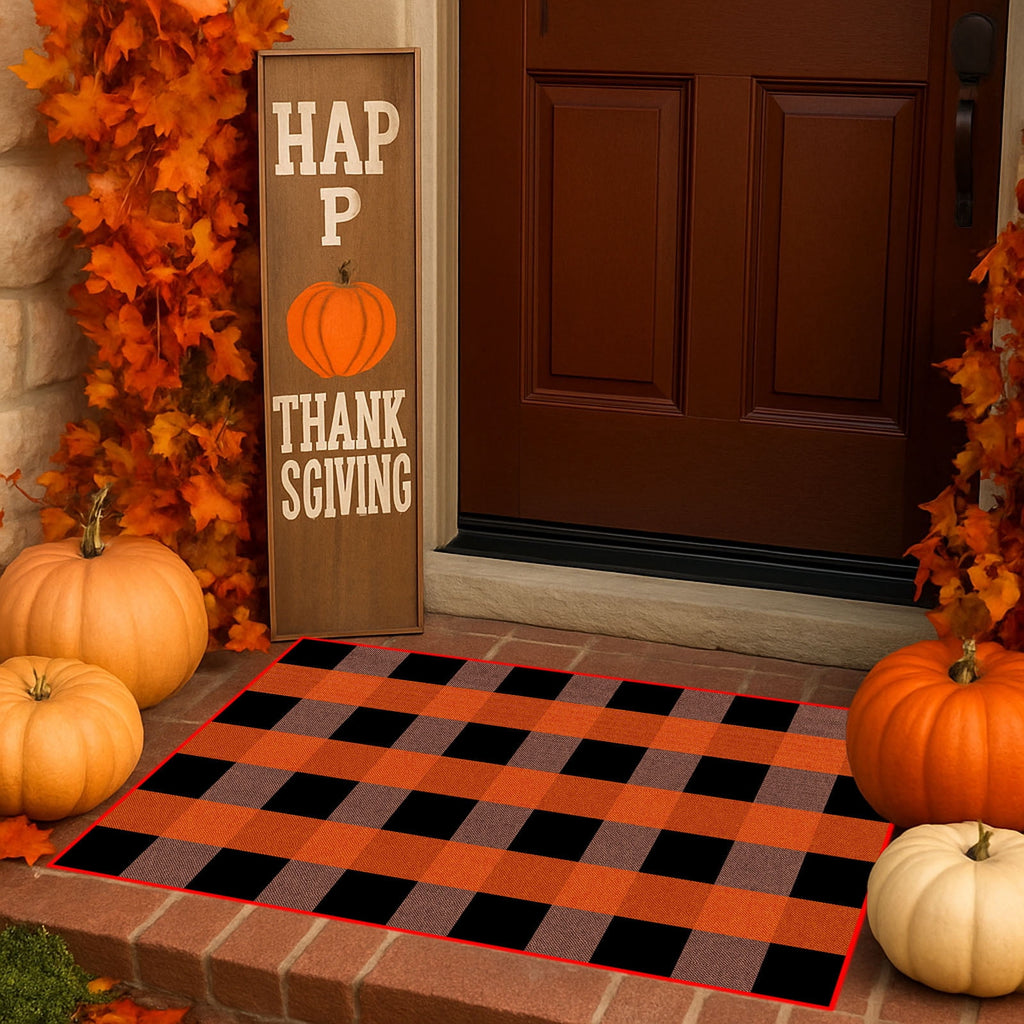 sruoe Halloween Door Mat Durable Non-Slip Halloween Decorations Outdoor, Outdoor Rugs for Patio with Rubber Backing, Front Porch Entryway, Easy Clean Absorbent Fade-Resistant.