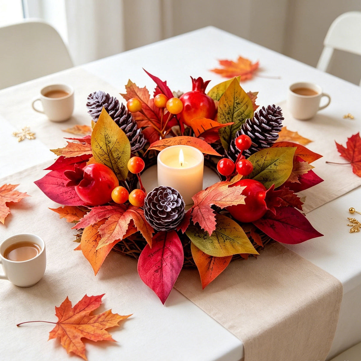 Small Fall Gradient Wreath for Front Door, Multicolor Artificial Autumn Wreaths Thanksgiving Decor for Home, Fall Halloween Decorations, Outdoor Indoor Farmhouse Wall Decor Year Round, E