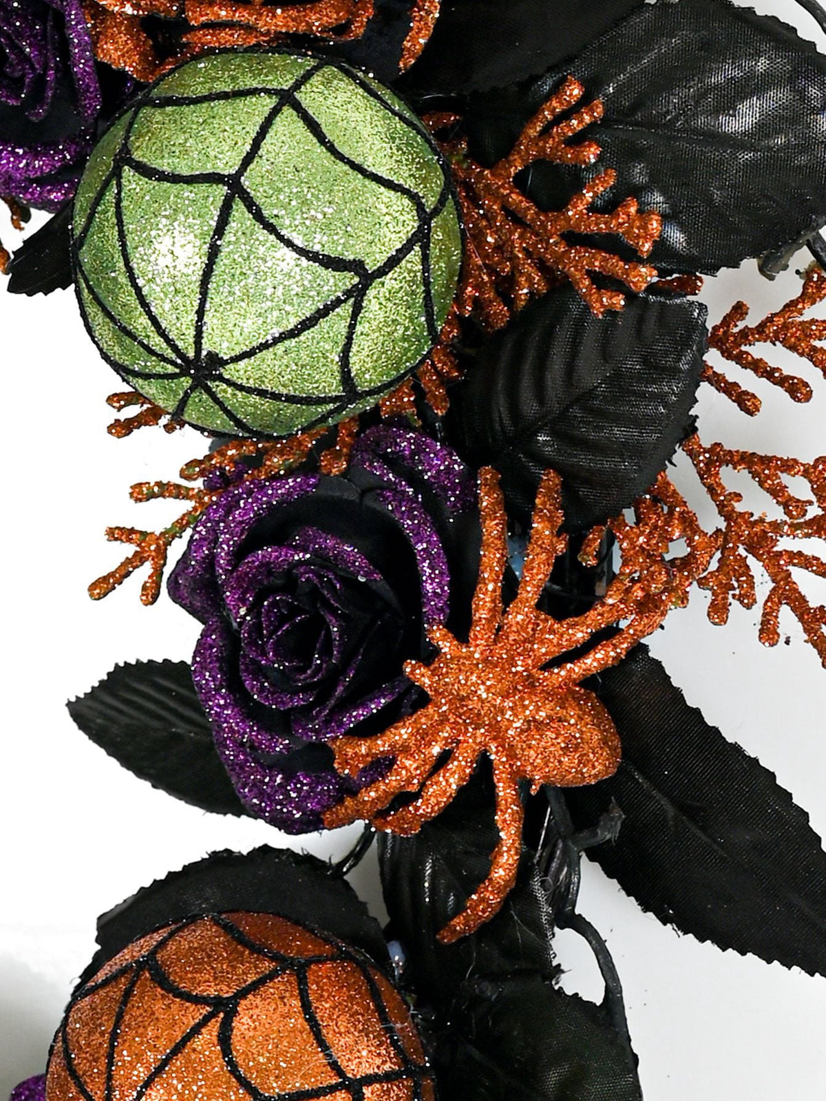 17.7 Inch Halloween Wreaths for Front Door, Spider Rose Wreaths for Indoor Outdoor Window Proch Wall Home Halloween Decoration