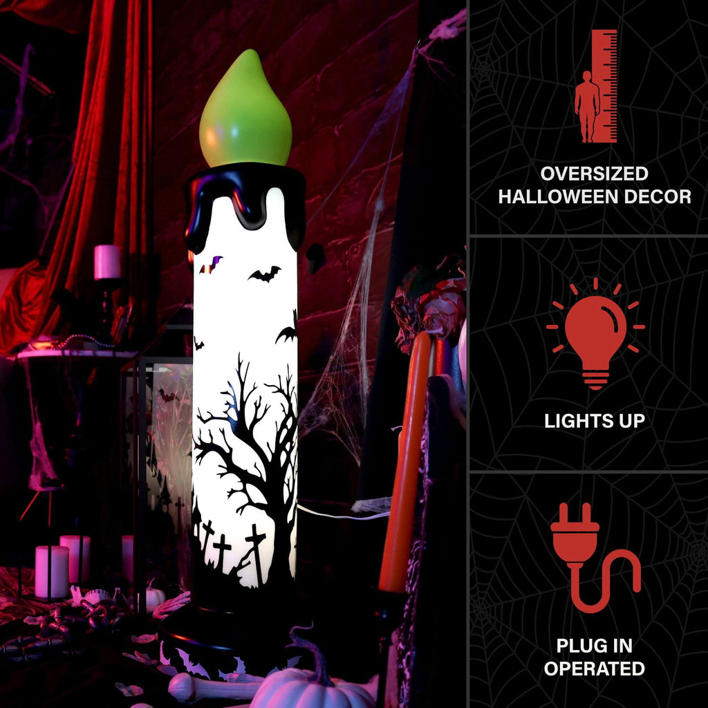 Haunted Hill Farm Halloween Blow Mold Flicker Wick Candle Warm White 3.3-Ft.