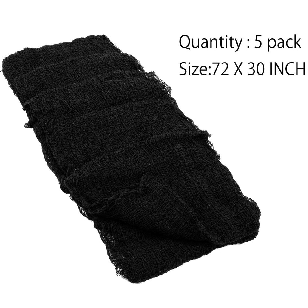 TETOU 5 Packs 30×72inch Black Creepy Cloth Halloween Decorations,Creepy Spooky Fabric Cloth for Halloween Party Gothic Haunted House Props Indoor Outdoor Decor
