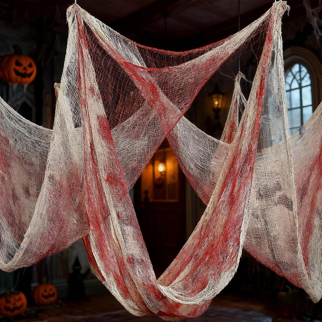 CQHVKQ 5 Pack of Halloween Creepy Gauze Cloth Decoration Set, Indoor Outdoor Black Scary Halloween Gauze Tapestry Decor, Spooky Decorations for Home, Yard, Haunted House & Party Supplies, 72" x 30"