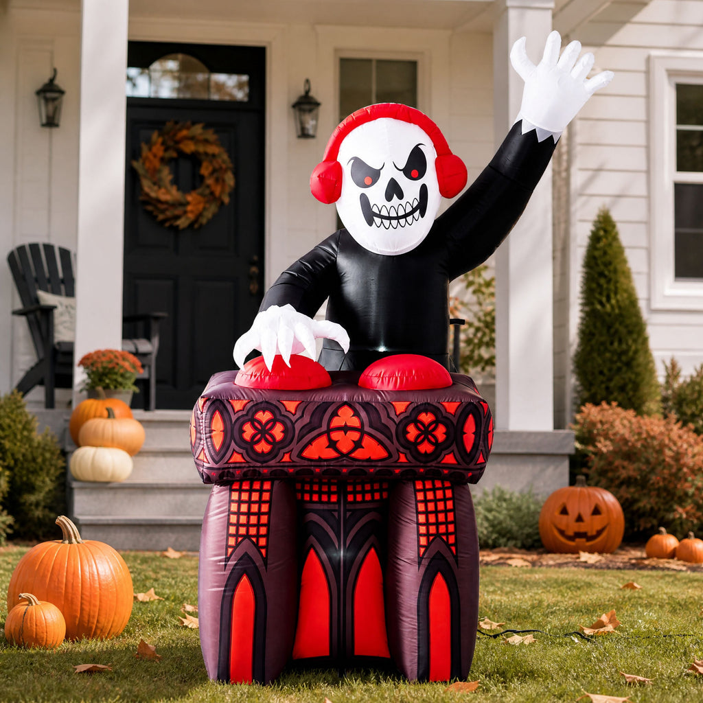 Joyfy 8 FT Halloween Inflatable Skeleton Dinosaur with Build-in LEDs Pumpkin Decorations,Halloween Outdoor Decorations Blow up Yard Decorations