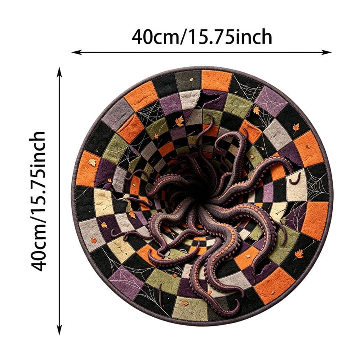 Win s Way 3D Illusion Round Halloween Rug Optical Illusion Doormat Non- Washable Entryway Decor Spooky Fall Front Door Mat for Party Decoration Available in 15.8/23.6/31.5 Inch