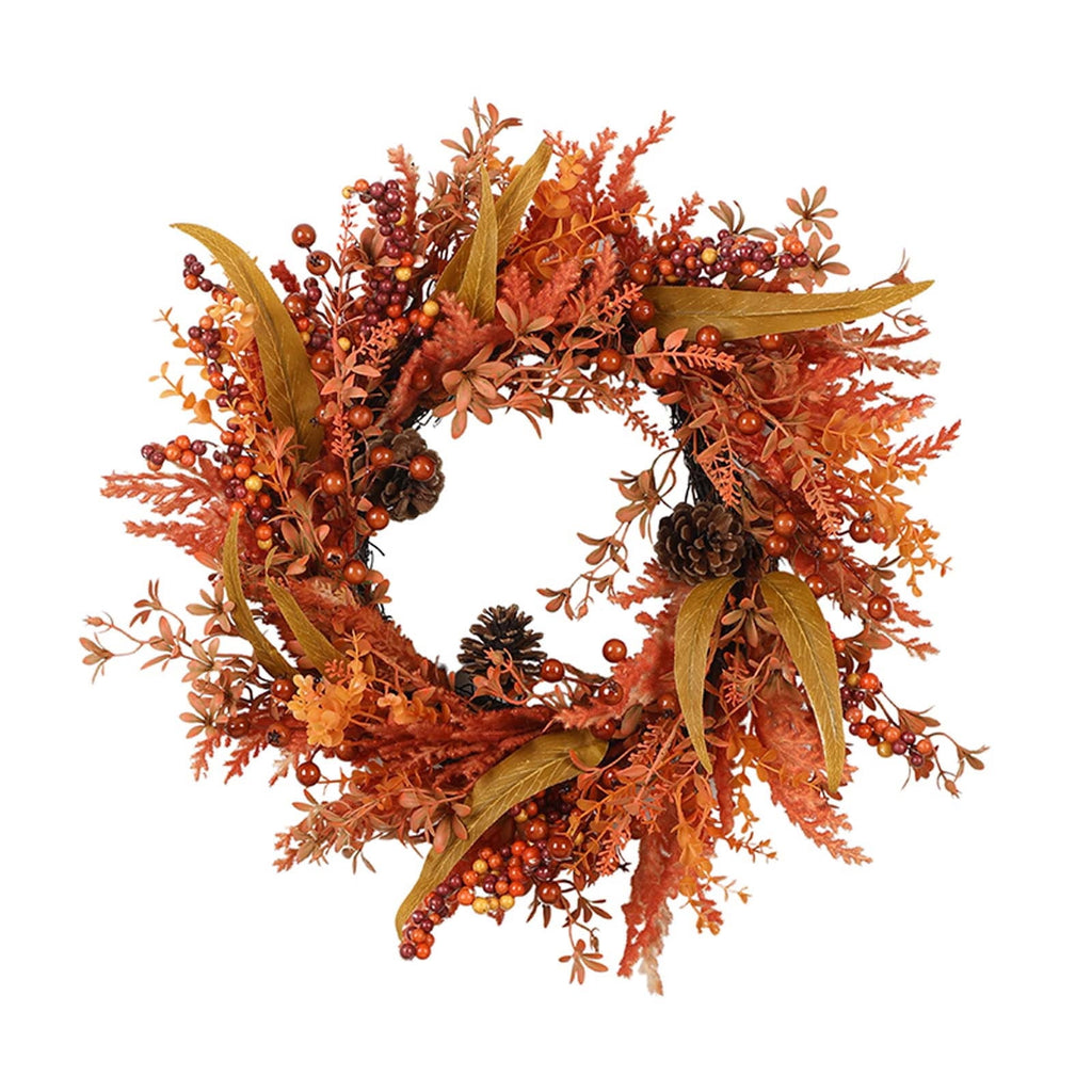 AUHomi Artificial Cedar Cypress Garland, Christmas Wreath 17.7-Inch, Front Door Wreaths, All Season Artificial Fir Wreath, Wall Hanging Wedding Window Home Porch Wreath Decoration (Yellow)