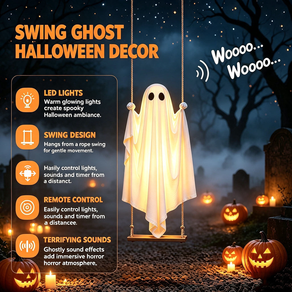 Light Up 2.1 Ft Ghost Walking Dog 2 Pcs, Halloween Ghost Decoration, Adjustable Standing Porch Yard Lawn Decor, Modern Farmhouse Halloween Yard Decor (A)