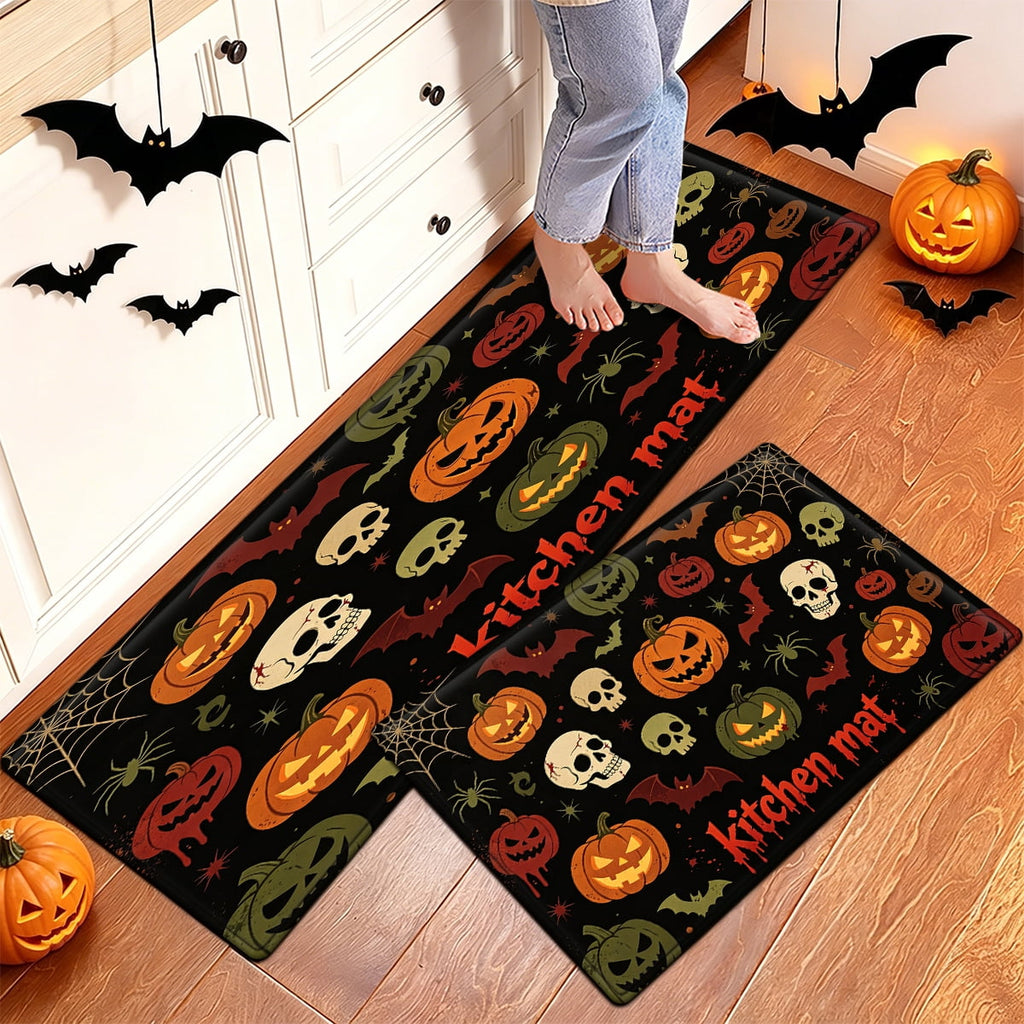 YIMEIS Halloween Pumpkin Lanterns 1Pc Flannel Mat and Kitchen Rugs,Soft Non-slip,Perfect for Home Bathroom