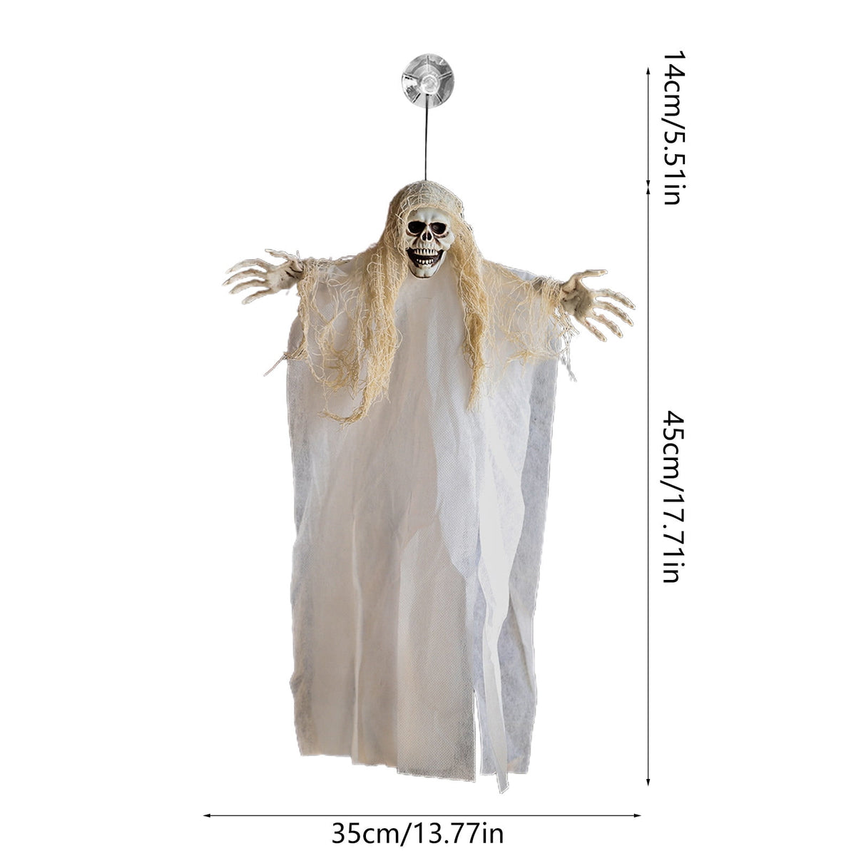 Wadada Halloween Hanging Grim Reapers, Halloween Skeleton Flying Ghosts for Halloween Outdoor Decoration, Haunted Haunted House Prop, Halloween Party Supplies Decor (17x13 Inch, With Suction Cups)