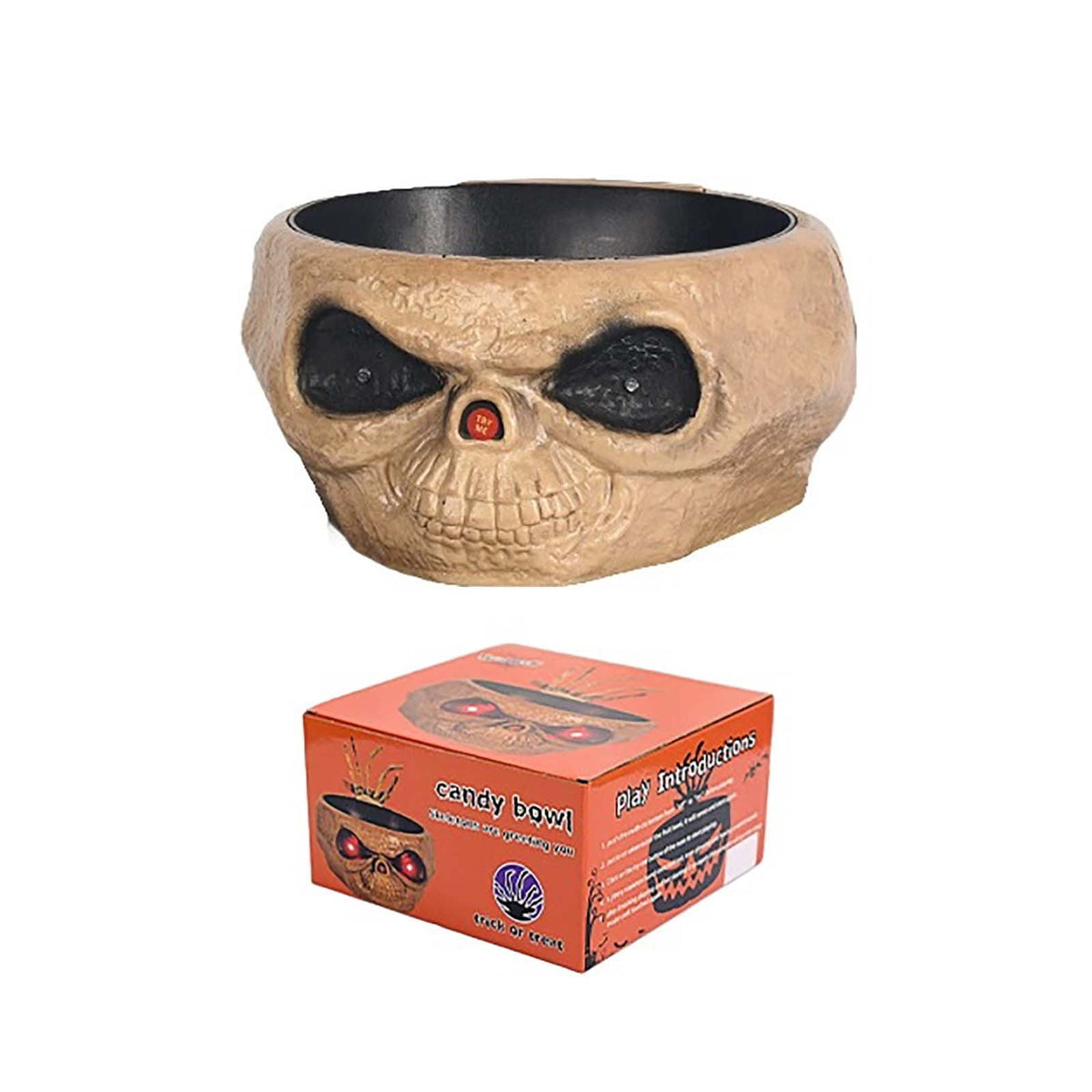 XIA0LE Halloween Candy Bowl Animated Pumpkin Candy Bowl With Moving Skeleton Hand Creepy Sound And Red Eyes For Halloween Decorations Indoors And Trick Or Treats (B)