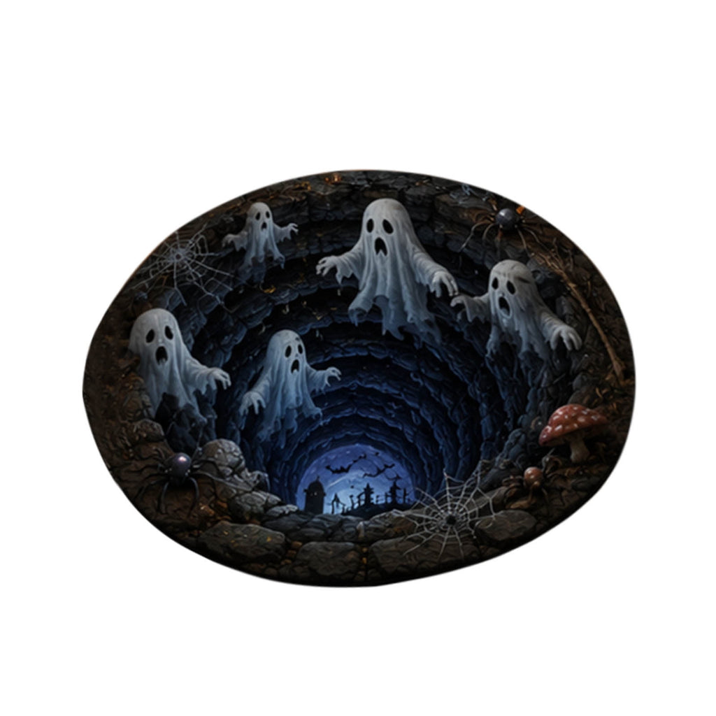 Win s Way 3D Illusion Round Halloween Rug Optical Illusion Doormat Non- Washable Entryway Decor Spooky Fall Front Door Mat for Party Decoration Available in 15.8/23.6/31.5 Inch