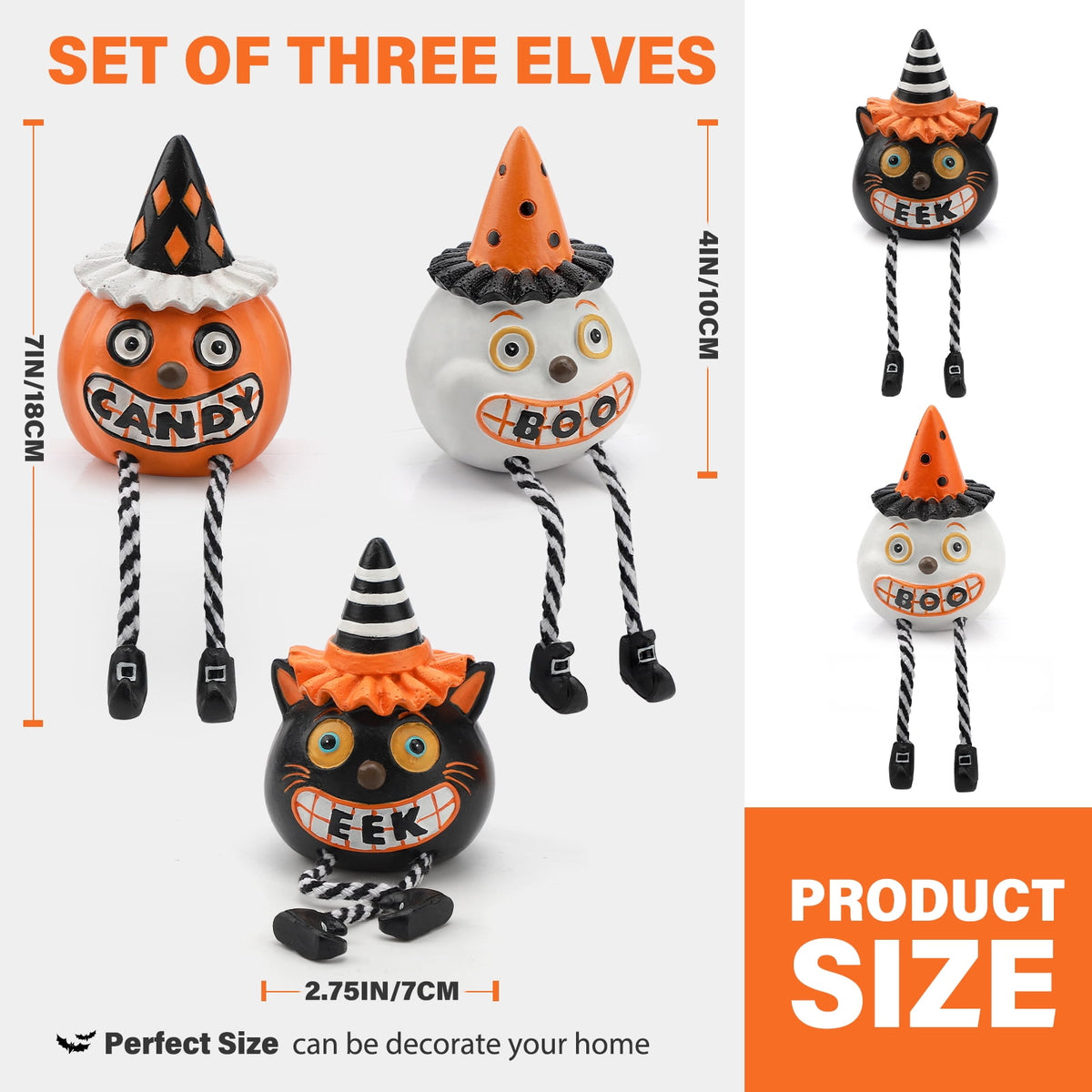 Ayieyill 2pcs Halloween Cat and Skeleton Figurines Vintage Halloween Black Cat Decor Halloween Table Decorations